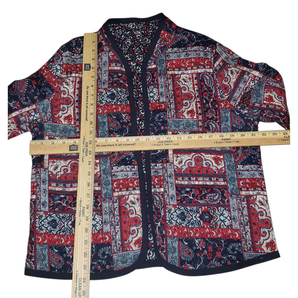 Vintage Reversible Quilted Paisley Floral Boho Jacket M Handmade Cotton Cardigan - Picture 10 of 13